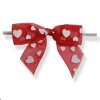 Large RED w/WHITE HEARTS Sheer Bow on Twistie (Qty 25)